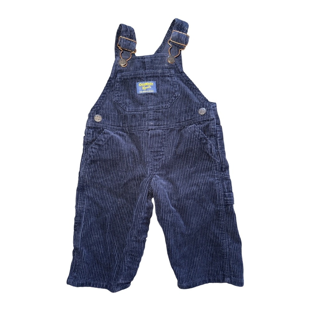 OshKosh Bgosh Vintage 90s Vestbak Navy Blue Corduroy Overalls Toddler Size 18M